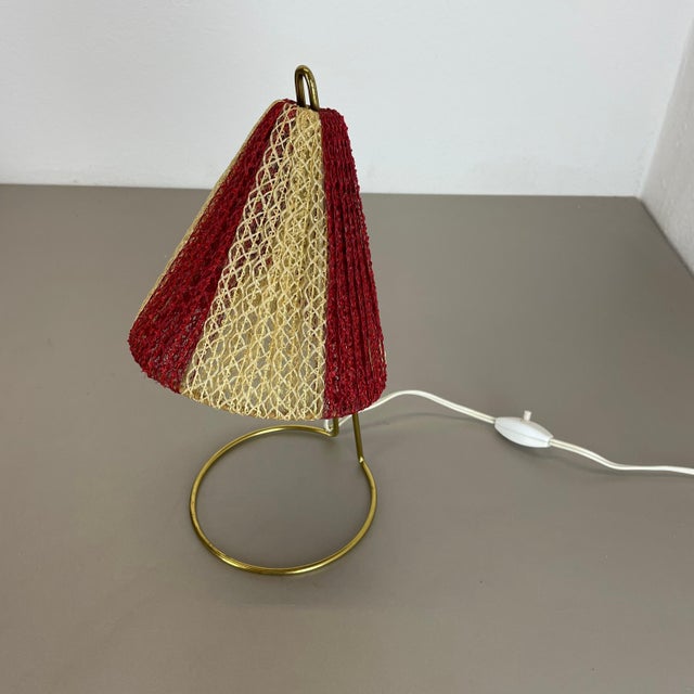 Brass & Fabric Table Light in the style of Kalmar, Austria, 1960s For Sale - Image 4 of 18