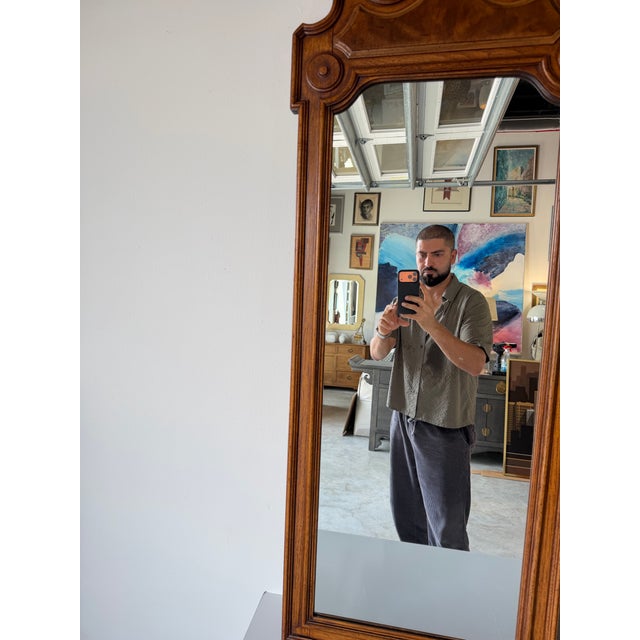 Wood 1970s Mid-Century Thomasville Walnut Wood Wall Mirrors – A Pair For Sale - Image 7 of 12