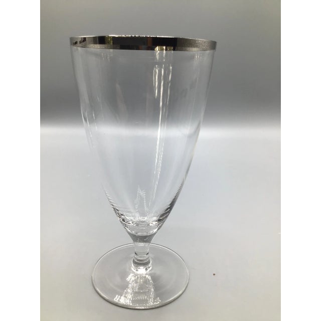 Traditional Platinum Rim Stemmed Water Glasses West Germany 1940s - Set of 4 For Sale - Image 3 of 12