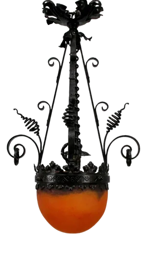 Art Nouveau Forging and Glass Pasta Lamp