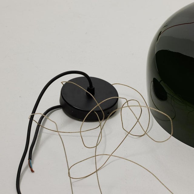 Antique French Green Glass Hanging Lamp For Sale - Image 12 of 15