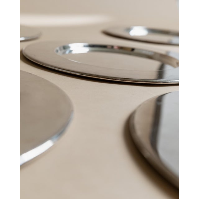 Large Vintage Silver-Plated Underplates or Plates, Italy, 1970s, Set of 6 For Sale - Image 6 of 11
