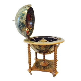 Mid-Century World Globe Bar Cart For Sale