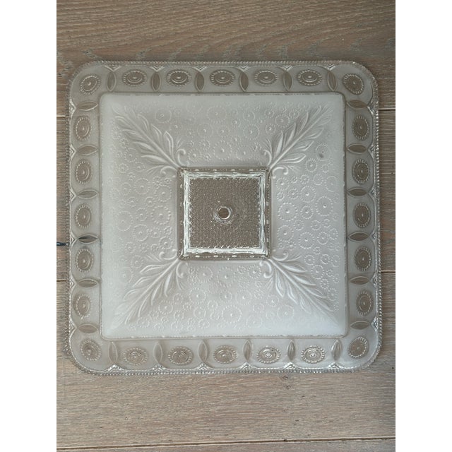 Vintage Sunflower Hanging Ceiling Fixture With Frosted Glass (3 Bulbs) For Sale - Image 6 of 10