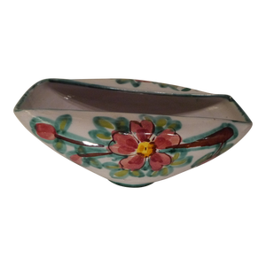 Vintage Mid 20th Century Rolled Bowl / Vase Tito Corti T.C. Italy Art Pottery Flowers