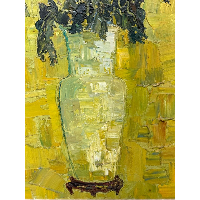 Burgundy Mary Malcolm-Kluge “Fleurs” Signed Oil on Canvas Floral Still Life Painting For Sale - Image 8 of 12