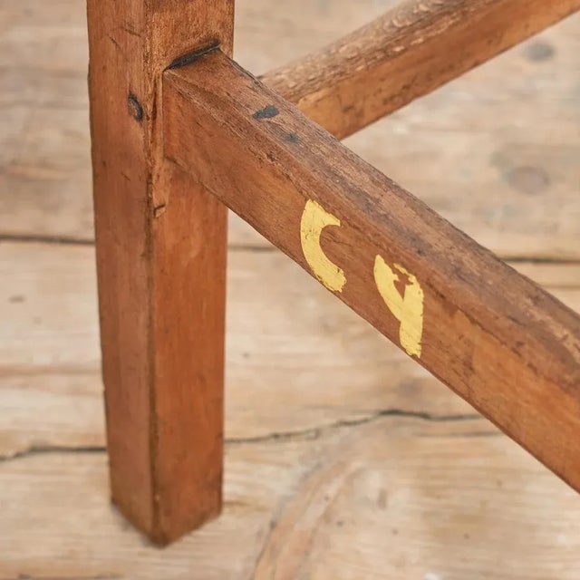 Brown Mid-Century Wooden School Lab Stool For Sale - Image 8 of 11