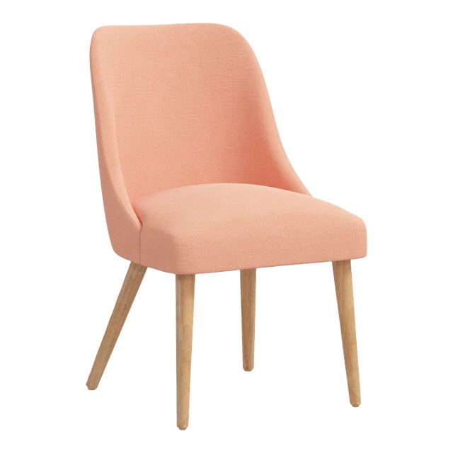Rounded Back Dining Chair in Linen Apricot For Sale
