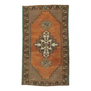 Turkish Mini Rug Oriental Hand Knotted Vintage Rug 1'9" x 3' #21167 For Sale