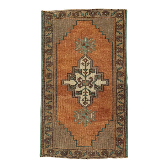 Turkish Mini Rug Oriental Hand Knotted Vintage Rug 1'9" x 3' #21167 For Sale