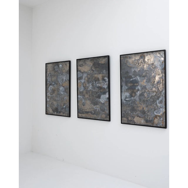 Bold and enigmatic, this large scale abstract triptych combines the hand of man and the hand of nature. The form has a...