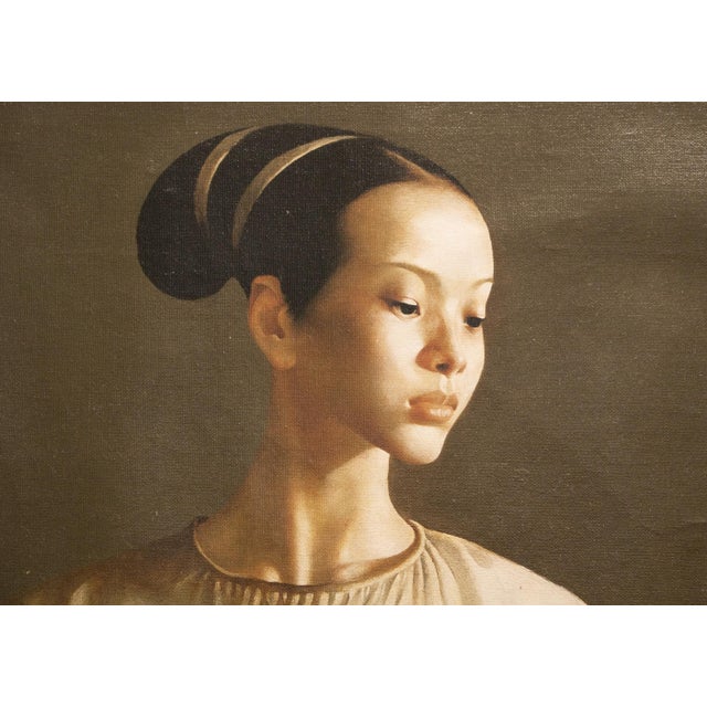 XL C. 2000s After Lu Jian Jun, Portrait of a Seated Woman, Print on Canvas For Sale - Image 9 of 11