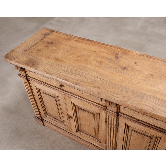 Late 19th Century Country French Provincial Bleached Oak Enfilade Sideboard 8 Ft For Sale - Image 5 of 18