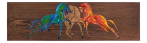 Enamel Horses on Panel, Swiss, 1960s