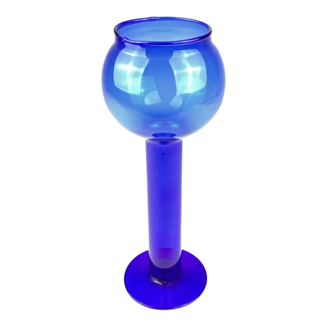 Vintage Cobalt Blue Glass Vase or Candle Holder For Sale