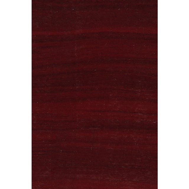 Vintage Afghan Solid Kilim in Red with Geometric Tribal Patterns - Rug & Kilim For Sale In New York - Image 6 of 9