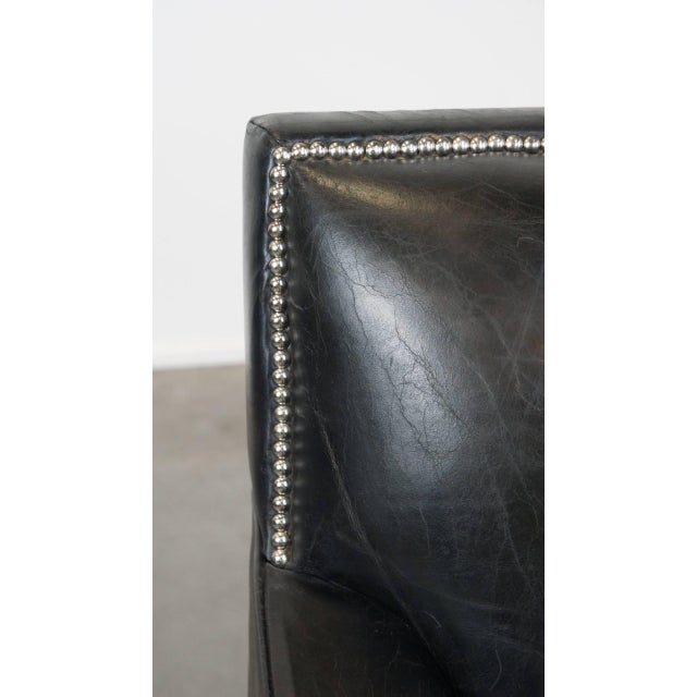 Black Grained Leather Armchair For Sale - Image 9 of 16