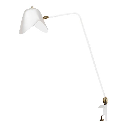 Mid-Century Modern White Two Swivels Stapled Table Lamp by Serge Mouille For Sale