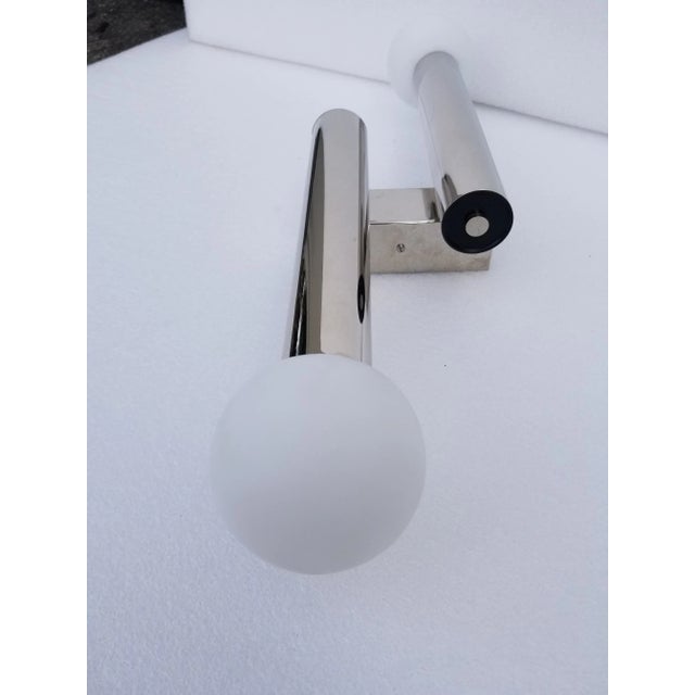 1970s Mid-Century Modern Chrome Sconces by Gaetano Sciolari - a Pair For Sale - Image 5 of 10