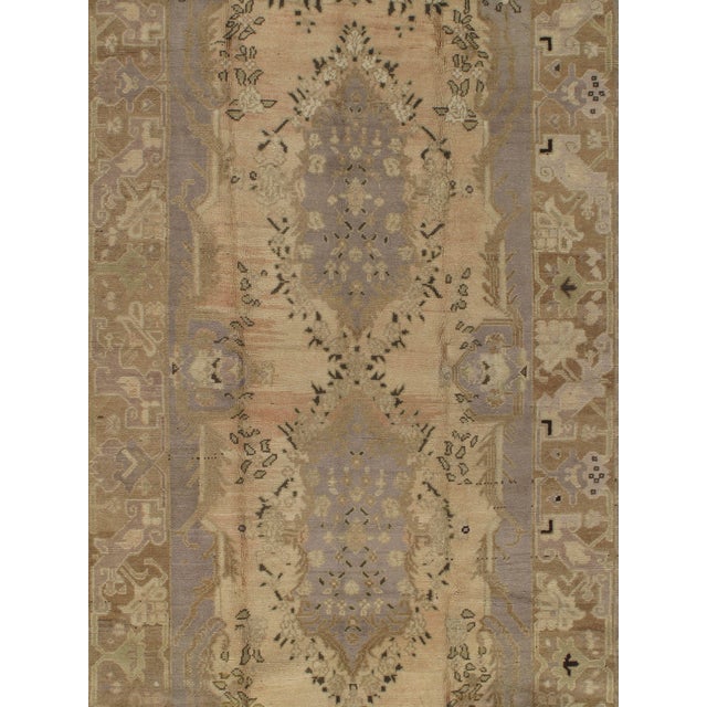 Tan Vintage Circa 1940 Turkish Taupe Oushak Area Rug 4ft 8in X 10ft 6in For Sale - Image 8 of 8