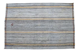 1970s Flat Weave Turkish Kilim Rug. Special Braided Area Rug 2'7" X 3'11"