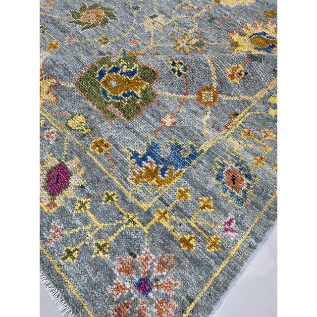 9x12 Gray Hand-Knotted Wool Floral Trelliswork Geometric Modern Carpet Rug For Sale - Image 4 of 5