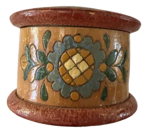 Early 20th Century Folk Art Hand Painted Wooden Box.