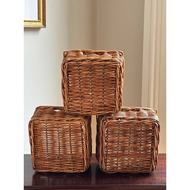 Small Vintage Storage Baskets With Built-in Pull — Set of 3 For Sale - Image 11 of 12