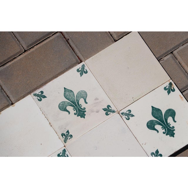 1900s Portuguese Fleur-De-Lis & White Large Antique Tiles Set of Twenty For Sale - Image 16 of 18