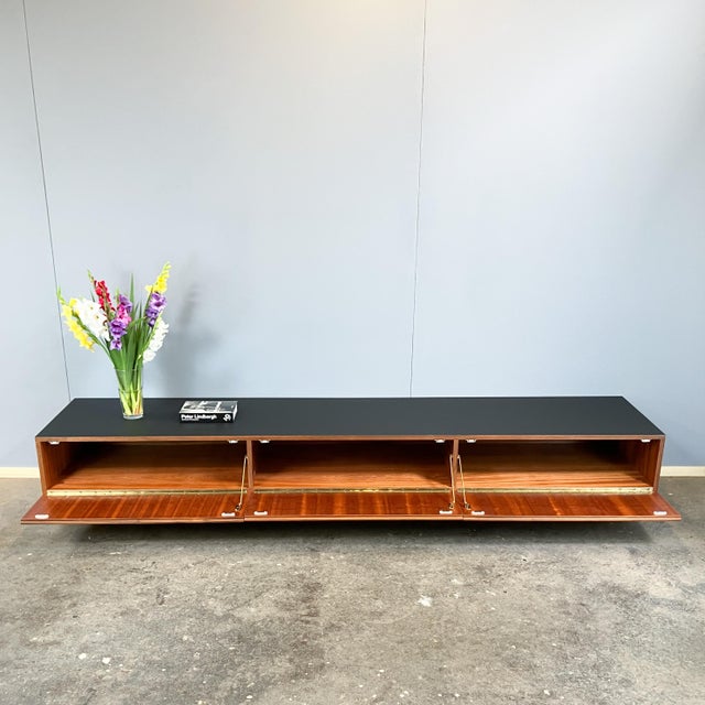 Wood Minimalist Lowboard in Teak and Black Formica Top, 1960s For Sale - Image 7 of 14
