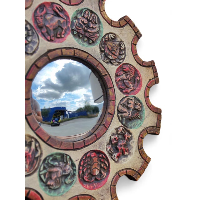 Boho Chic Vintage Italian Convex Mirror, 1960s For Sale - Image 3 of 7