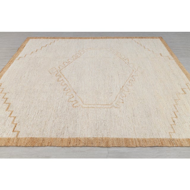 Brown 6x9Ft. Natural Cream Jute Taureg Inspired Soumek Jute Hand Woven Rug For Sale - Image 8 of 12