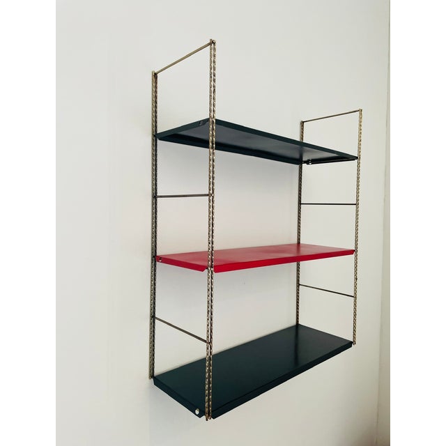 Mid-Century Modern Adjustable Brass and Metal Wall-Mounted Shelf, 1960s For Sale - Image 9 of 18