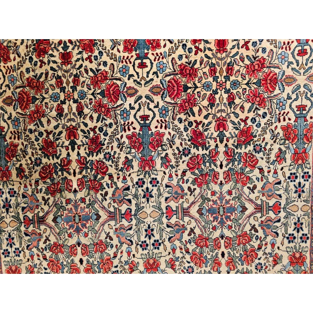 Persian Vintage Persian Bidjar Area Rug, Hand-Knotted Wool, All-Over Golfarang Floral Pattern, Yellow & Red, 5x9 For Sale - Image 3 of 18