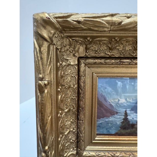 Early 20th Century Alpine Landscapes, Mer De Glace, Chamonix, Pair of Gilt-Framed Paintings For Sale In Atlanta - Image 6 of 9