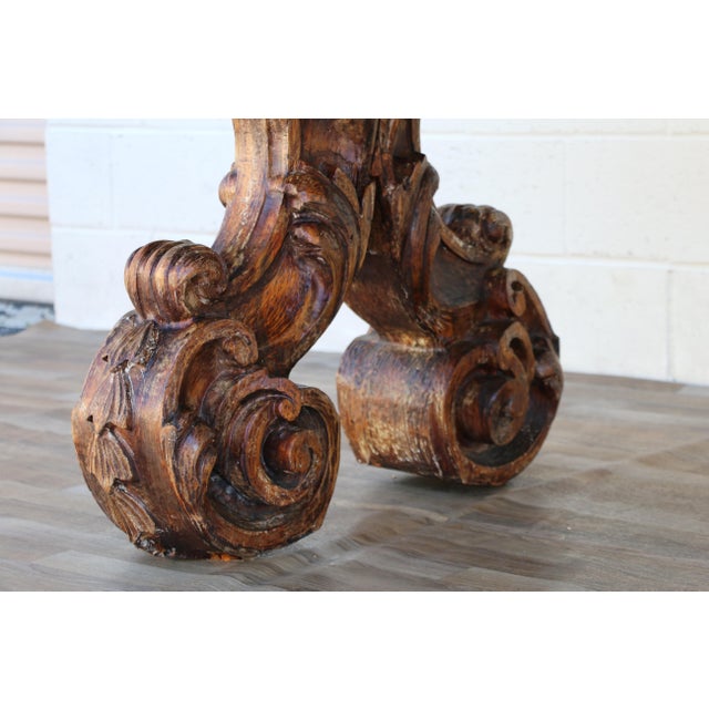 Vintage 1980s Custom French Style Solid Cedar Dining Table With Ornately Carved Pedestal Bases For Sale - Image 11 of 18