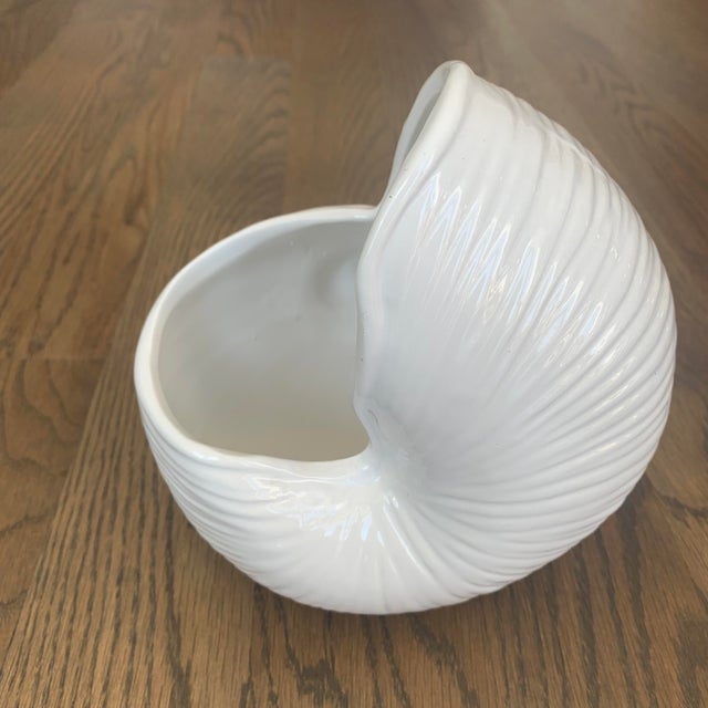 Vintage White Ceramic Shell Vase Chairish