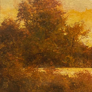 Marsh Light by Shawn Krueger | Oil on Panel Landscape with warm autumn foliage For Sale