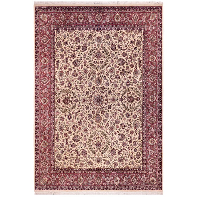 Shabby Chic Pak-Persian Ivory/Aubergine Wool Rug - 9'2'' X 12'8'' For Sale - Image 9 of 9