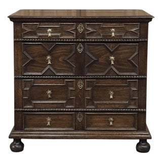 Early 19th Century English Oak Jacobean Style Chest of Drawers For Sale