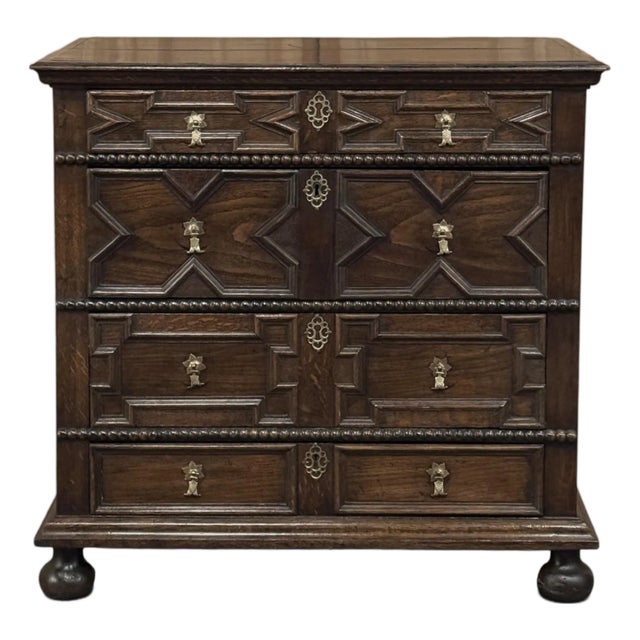 Early 19th Century English Oak Jacobean Style Chest of Drawers For Sale
