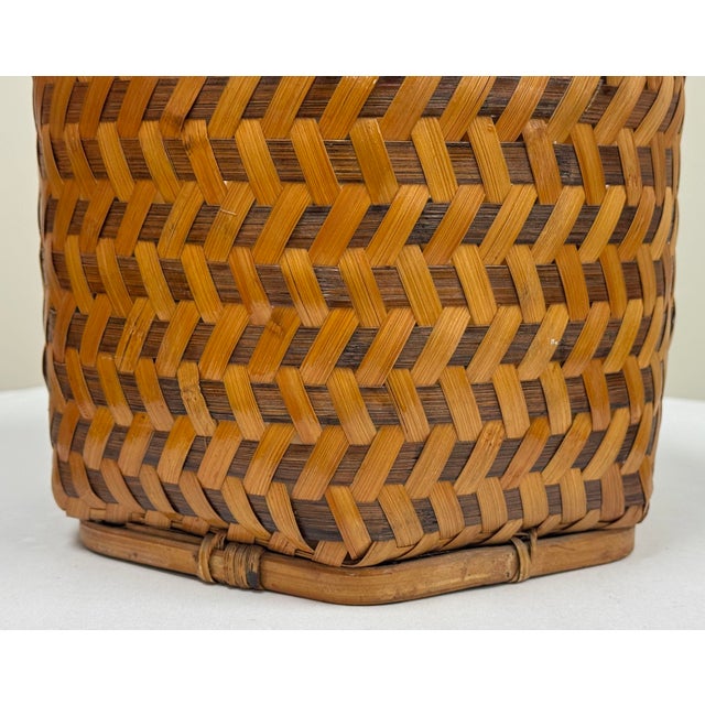 Vintage Hand Woven Split Reed Basket For Sale In Kansas City - Image 6 of 6