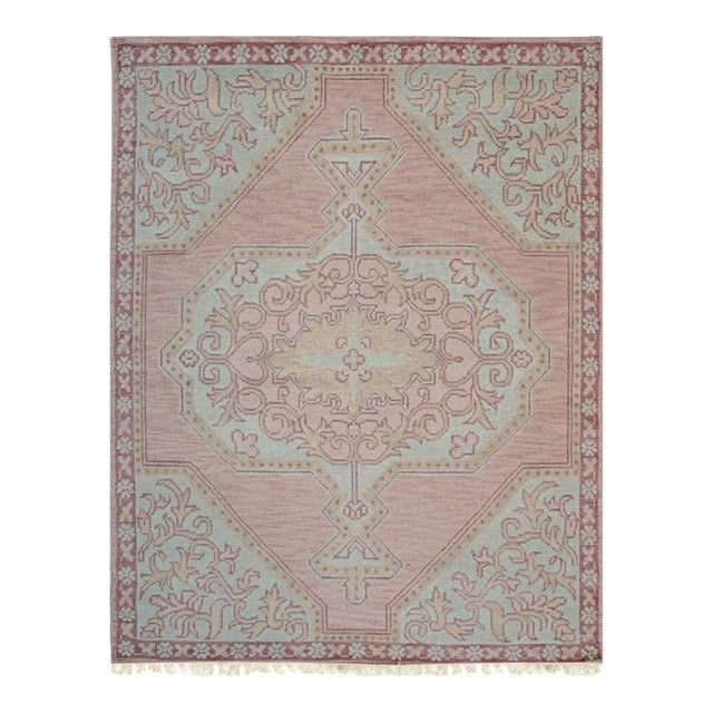 9x12 Lydia Oriental Coral Traditional Medallion Hand Knotted Wool Carpet Rug For Sale