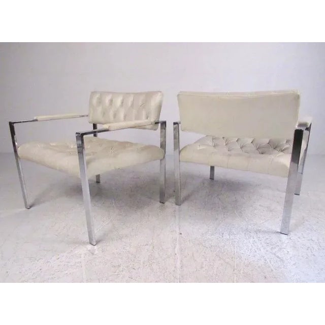 Chrome Lounge Chairs by Erwin-Lambeth in the Style of Harvey Probber - a Pair For Sale - Image 11 of 11