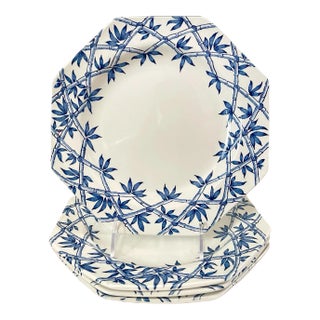 J & G Meakin Octagonal Trellis Blue Dinner Plates. Set of 4. England For Sale