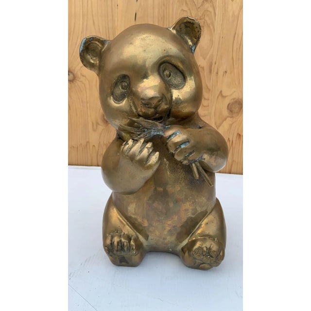 Brass Mid-Century Modern Brass Panda Statue Figurine For Sale - Image 8 of 8