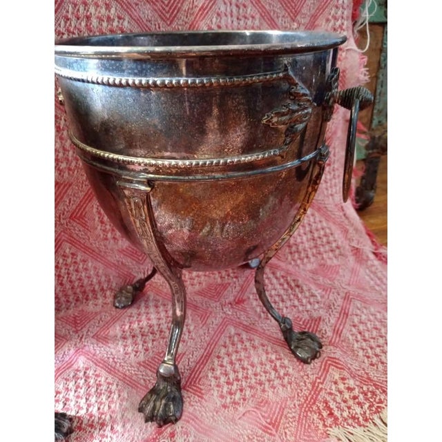 Metal Vintage Silver Plate Footed Planter Jardinieres or Ice Chillers - a Pair For Sale - Image 7 of 9