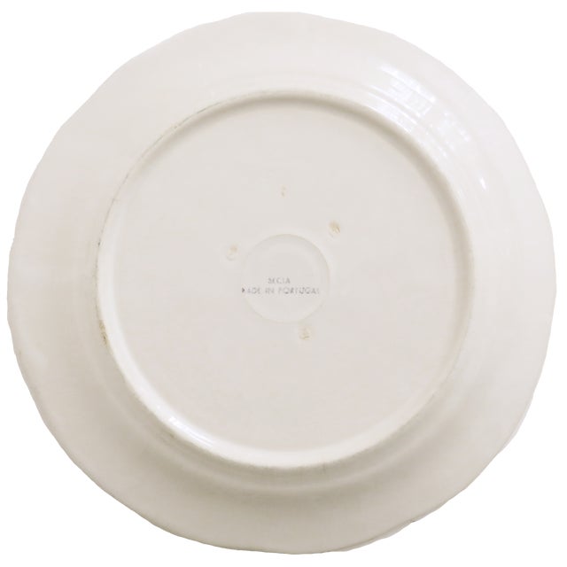 Contemporary Secla Portuguese White Majolica Cabbageware Salad/Dessert Plates, Set of 4 For Sale - Image 3 of 4