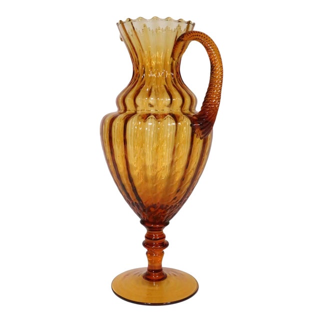 Mid-Century Modern Mid Century Decorative Art Glass Carafe by Empoli C 1960's For Sale - Image 3 of 13