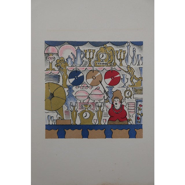 Lucien BOUCHER (1889-1971) Fairground Shops: The Antique Dealer Original color lithograph On Arches wove paper, 18 x 22 cm...